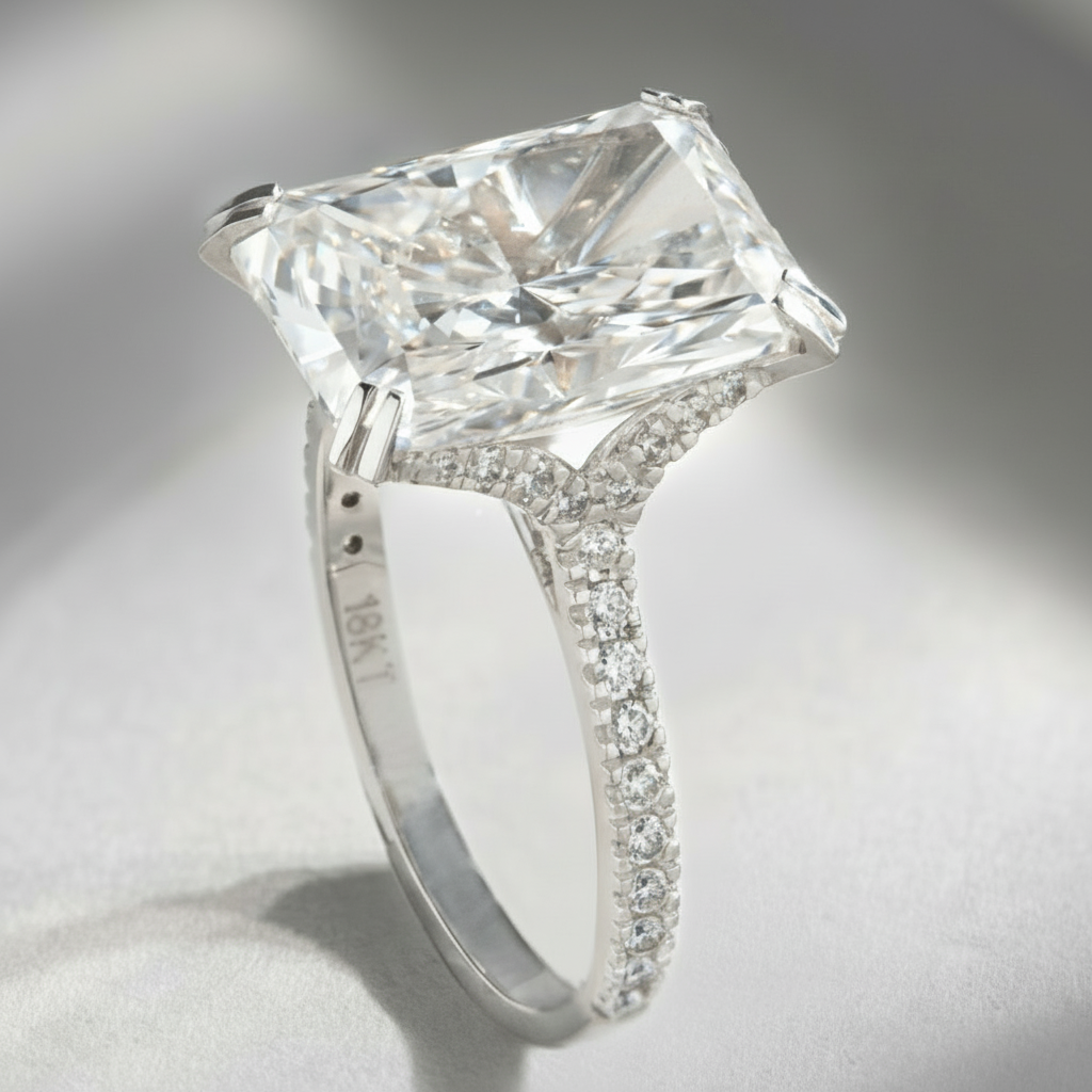 Radiant Carat Big Rock Solitaire Ring - Main Image
