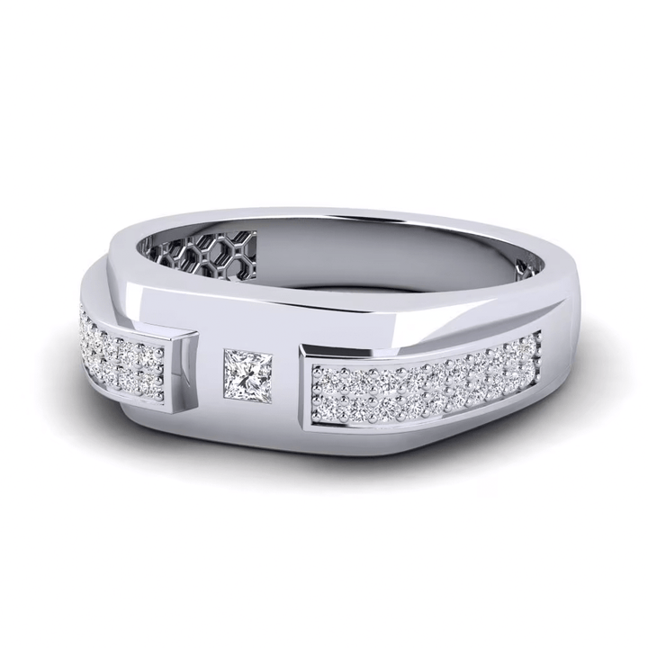 Square Solitaire Men's Ring – True Diamond IN - Main Image