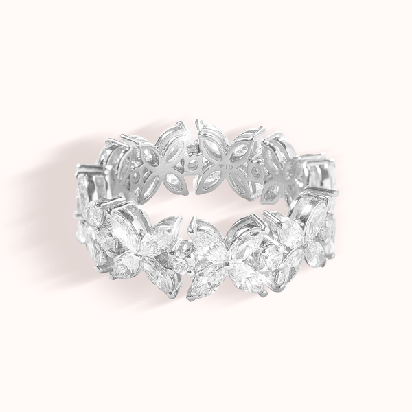 Lab Diamond Flower Bow Eternity Ring