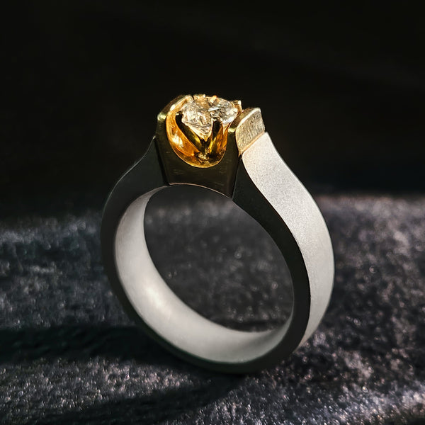 0.5 Ct Obsidian Flame Titanium Ring