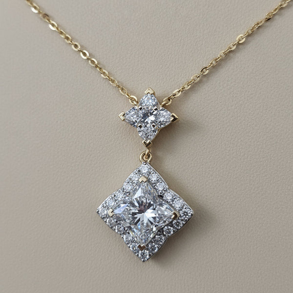 3.4 Ct Vine Lily Cut Dual Solitaire Pendant