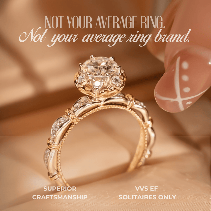 Unique gold diamond engagement ring with round solitaire, twisted pavé band, designer bridal jewelry, handcrafted solitaire ring, VVS E certified diamond