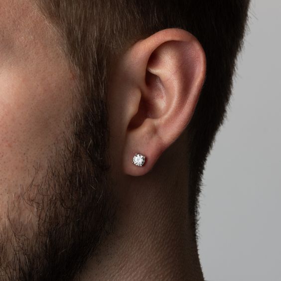 Classic Solitaire Men's Stud Earring Carat)