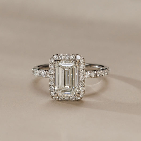 1 Ct Emerald Halo Solitaire Ring