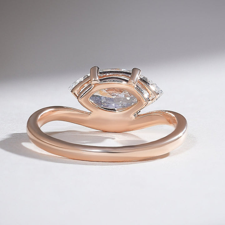 Back view of the Aveline Marquise Solitaire Ring displaying the open gallery beneath the marquise diamond.