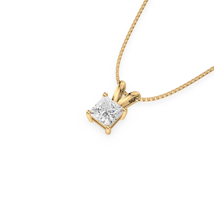 Lab Diamond 1 Ct Princess Solitaire Pendant