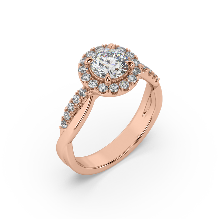 Twisted Pave' Halo 1 Carat Lab Diamond Solitaire Ring