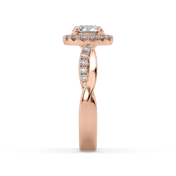 Twisted Pave' Halo 1 Carat Lab Diamond Solitaire Ring