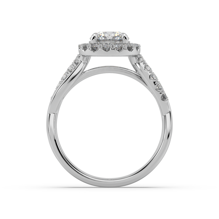 Twisted Pave' Halo 1 Carat Lab Diamond Solitaire Ring