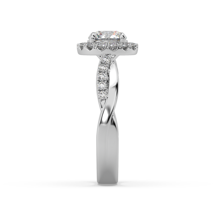 Twisted Pave' Halo 1 Carat Lab Diamond Solitaire Ring