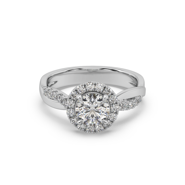 Twisted Pave' Halo 1 Carat Lab Diamond Solitaire Ring