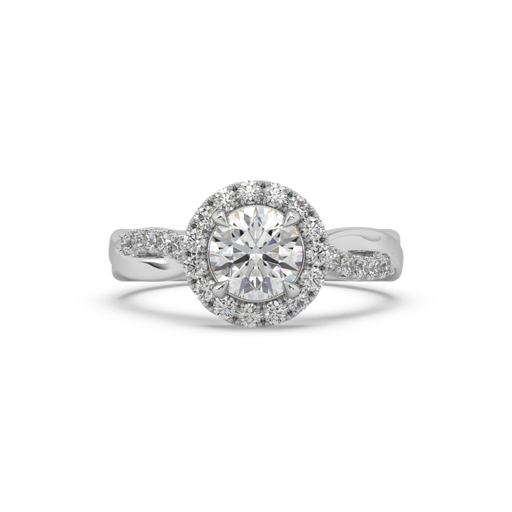 Twisted Pave' Halo 1 Carat Lab Diamond Solitaire Ring