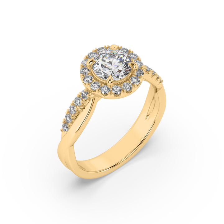 Twisted Pave' Halo 1 Carat Lab Diamond Solitaire Ring