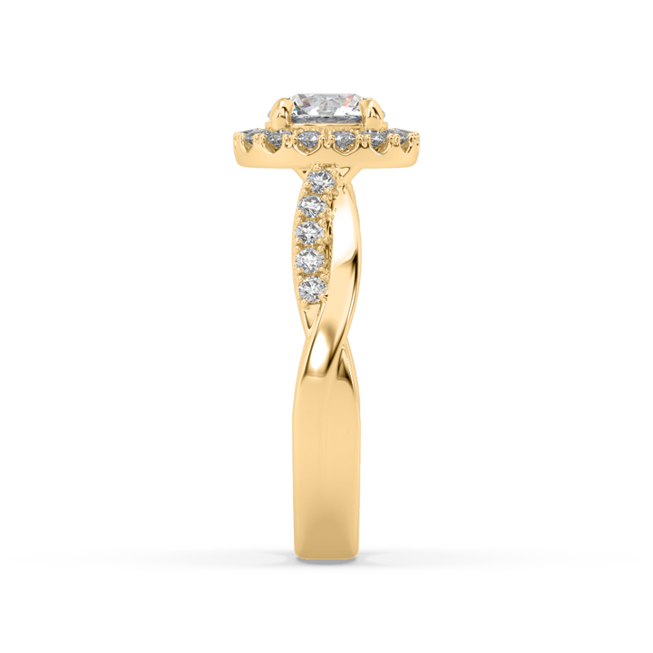 Twisted Pave' Halo 1 Carat Lab Diamond Solitaire Ring