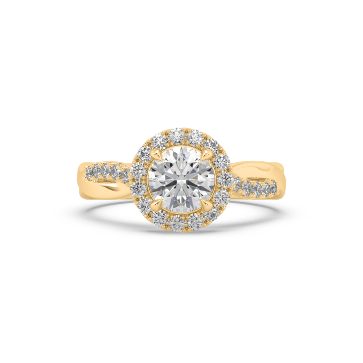 Twisted Pave' Halo 1 Carat Lab Diamond Solitaire Ring