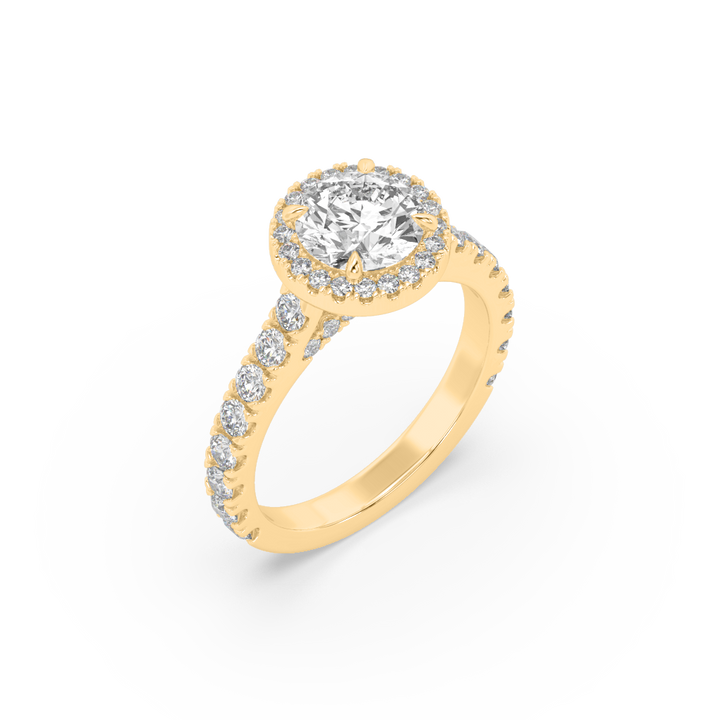 Lab Diamond Round Halo Pave' 0.65 Ct Solitaire Ring