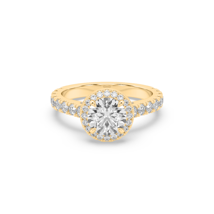 Lab Diamond Round Halo Pave' 0.65 Ct Solitaire Ring