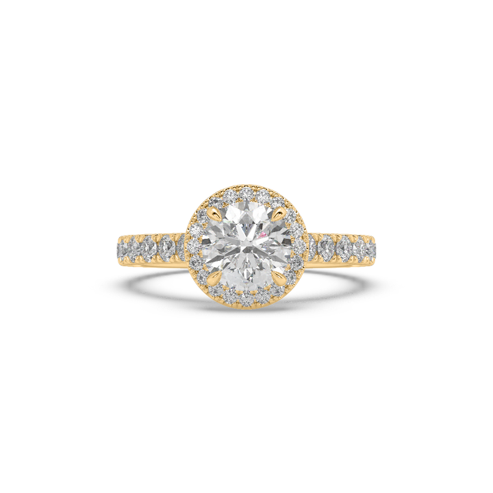 Lab Diamond Round Halo Pave' 0.65 Ct Solitaire Ring