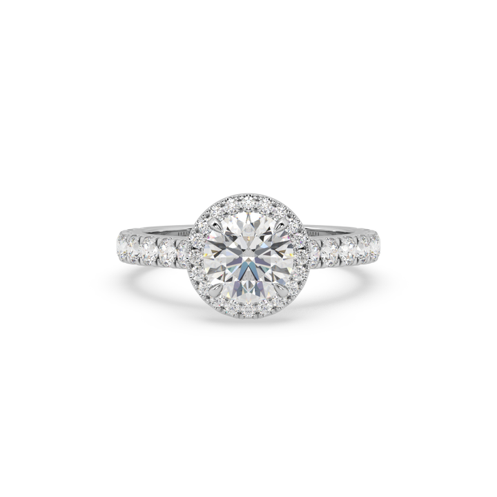 Lab Diamond Round Spire Halo 0.65 Ct Solitaire Engagement Ring