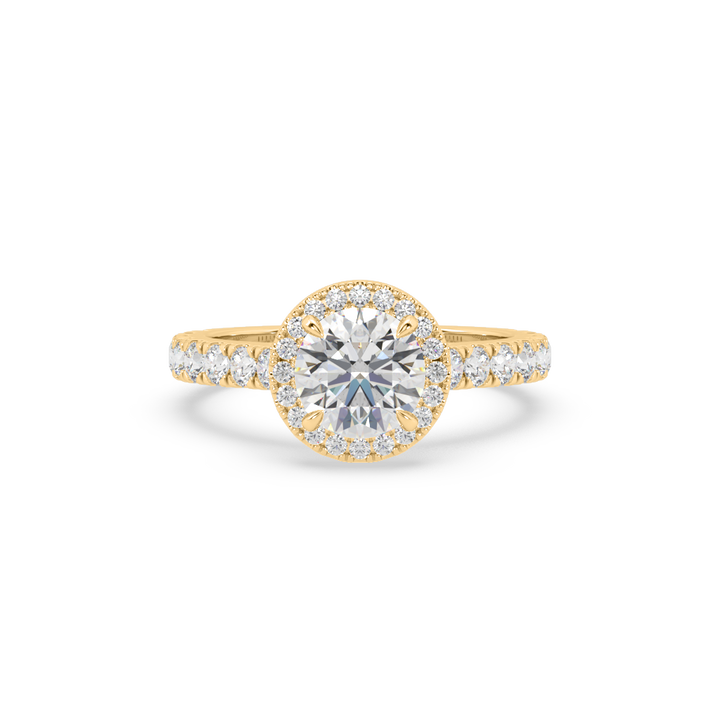 Lab Diamond Round Spire Halo 0.65 Ct Solitaire Engagement Ring