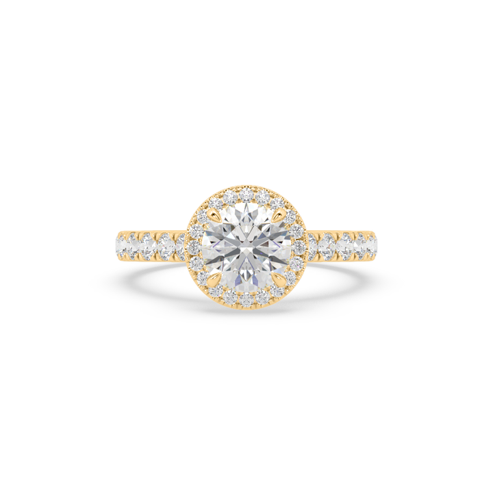 Lab Diamond Round Spire Halo 0.65 Ct Solitaire Engagement Ring