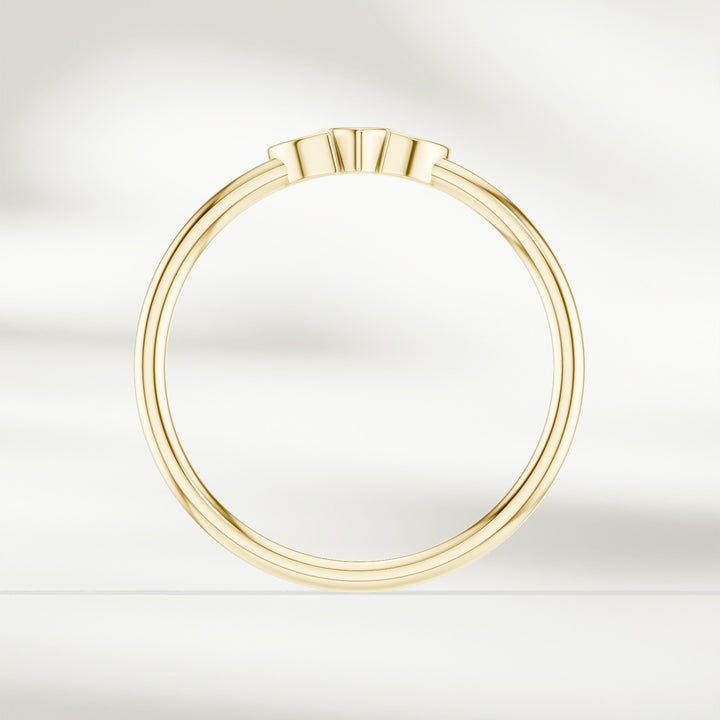 Side view of 9kt champagne gold marquise diamond cluster ring with slim band and raised petal-inspired setting