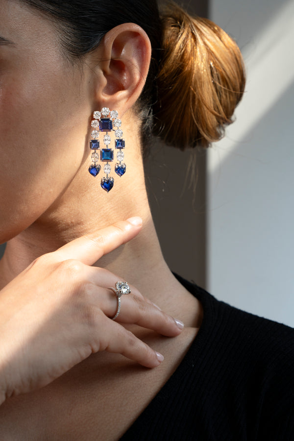 Sapphire Cascade Diamond Earrings