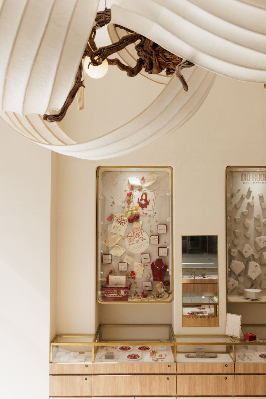 Jewellery display cases inside a True Diamond store