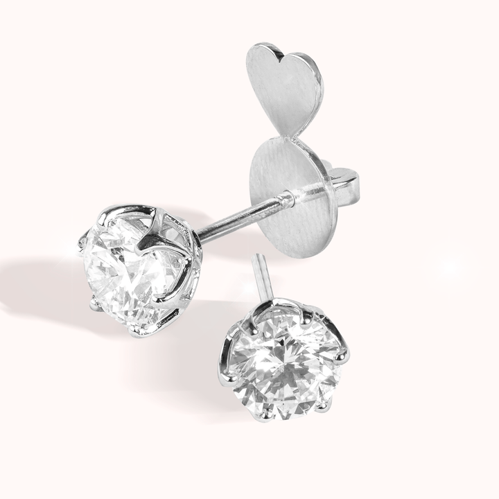 Iconic Diamond Stud Earrings (1 Carat Each) With Heartstopper Button