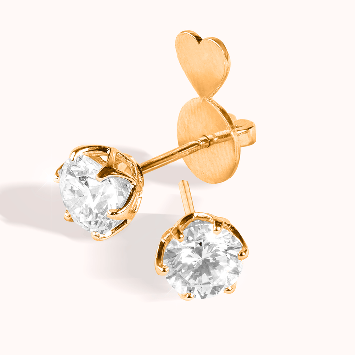 Iconic Diamond Stud Earrings (1 Carat Each) With Heartstopper Button