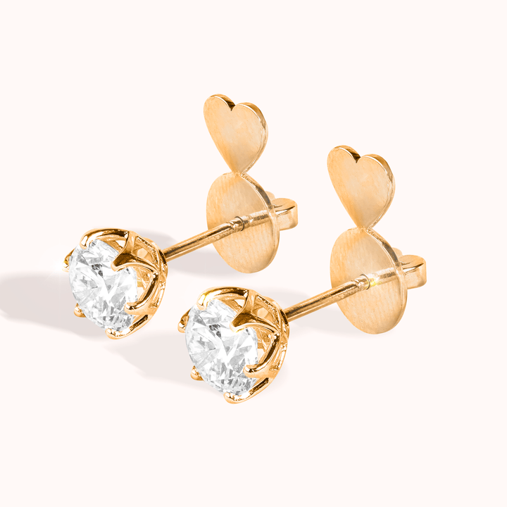 Iconic Diamond Stud Earrings (1 Carat Each) With Heartstopper Button