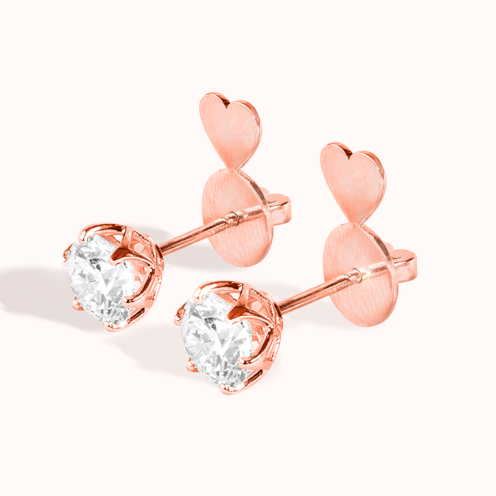 Iconic Diamond Stud Earrings (1 Carat Each) With Heartstopper Button