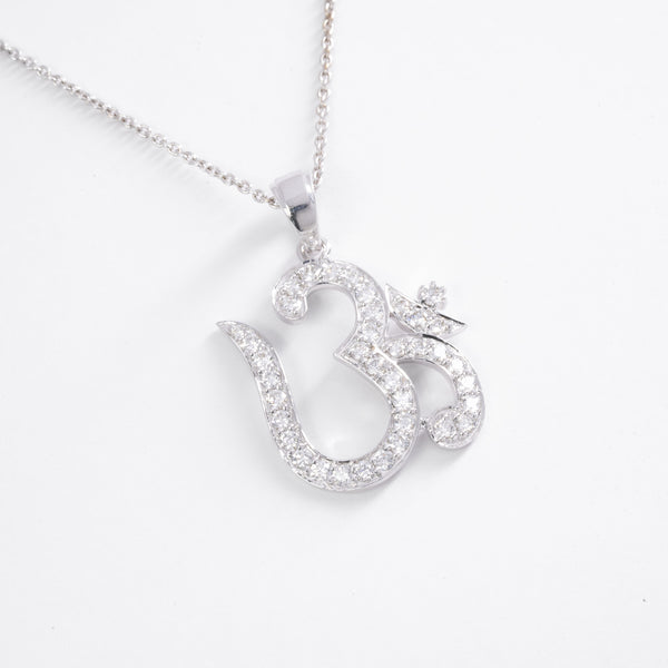 White Om Diamond Pendant