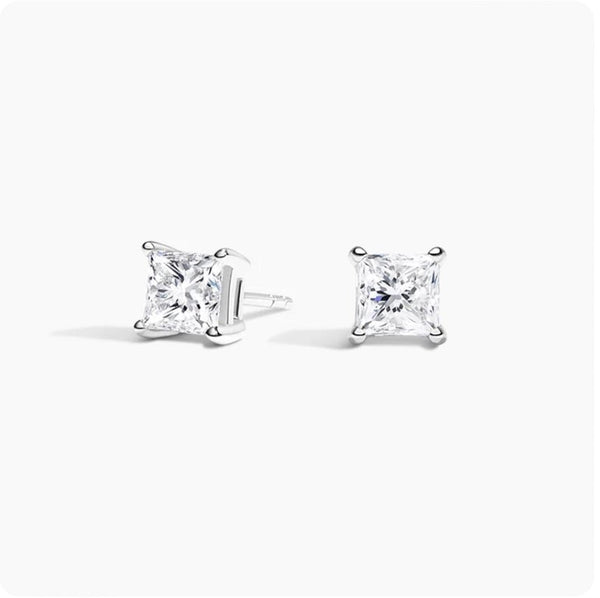 Princess Diamond Stud Earrings (0.5 Carat Each)