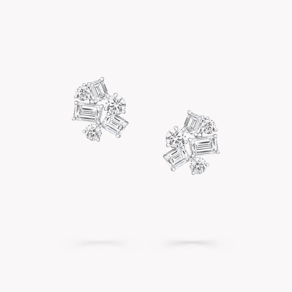 Multi-solitaire Cloud Diamond Stud Earrings