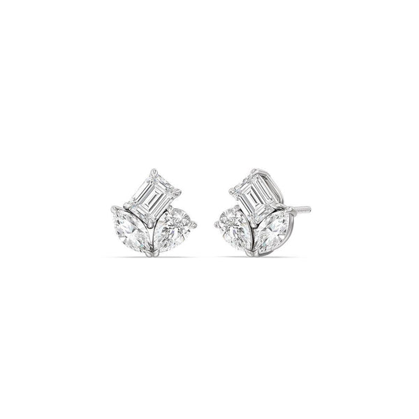 Tripple Solitaire Diamond Stud Earrings