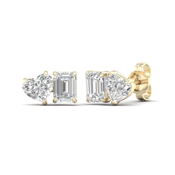 Toi-et-Moi Heart Dual Solitaire Stud Earrings (2 carats)