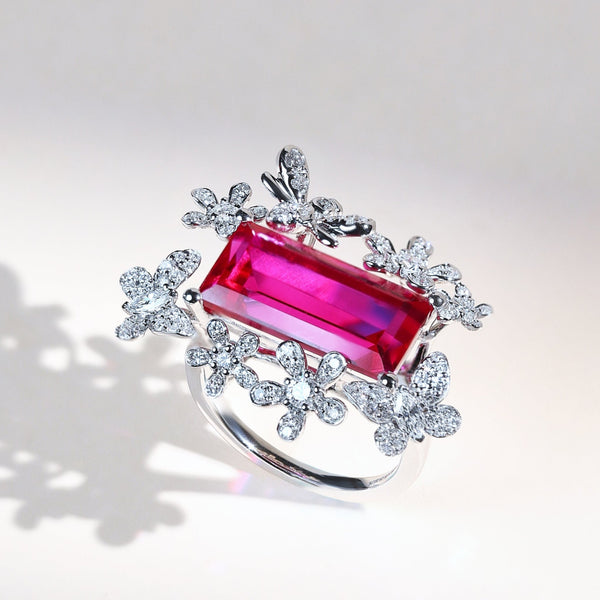 Crimson Fleur Vintage Cocktail Ring
