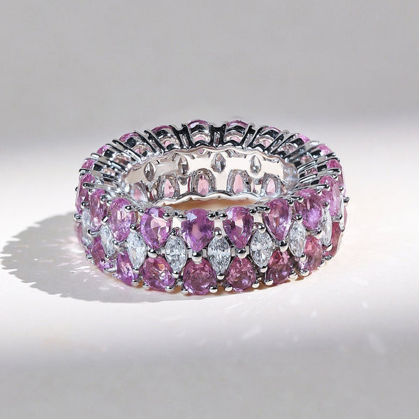 Pink Pear and Marquise Eternity Band