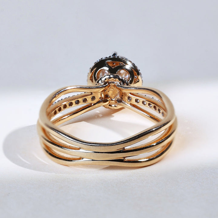 Back view of Orlo 1 Ct Solitaire Ring showcasing the intricate band detailing in yellow gold.