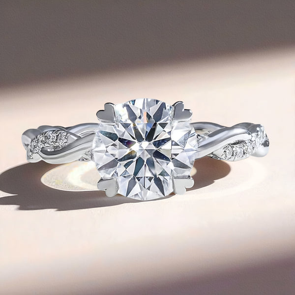 Twisted Love 2 Ct Round Solitaire Ring (heart prongs)
