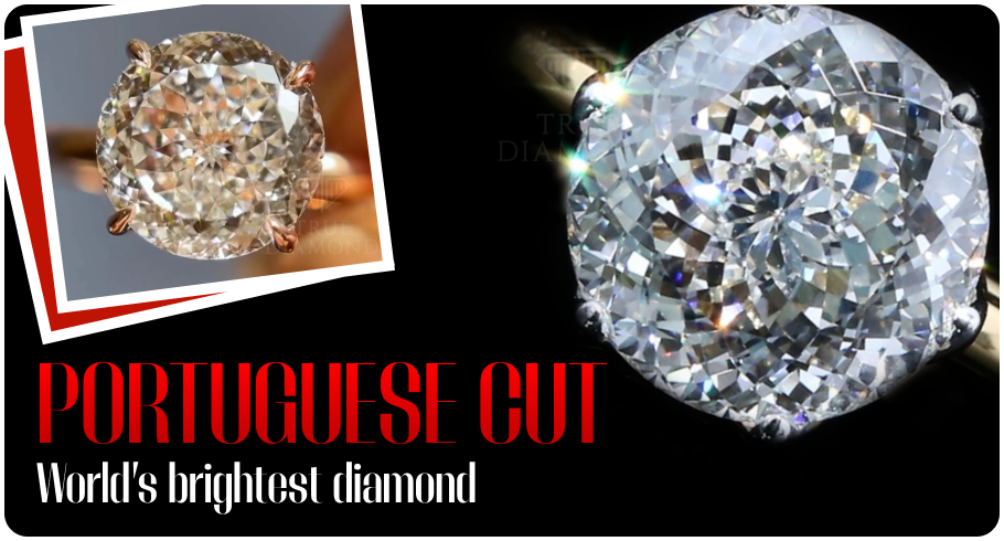 Portuguese Cut 4 Ct Big Rock Solitaire Ring