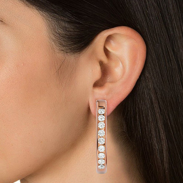 Shimmering Half Loop Diamond Earrings