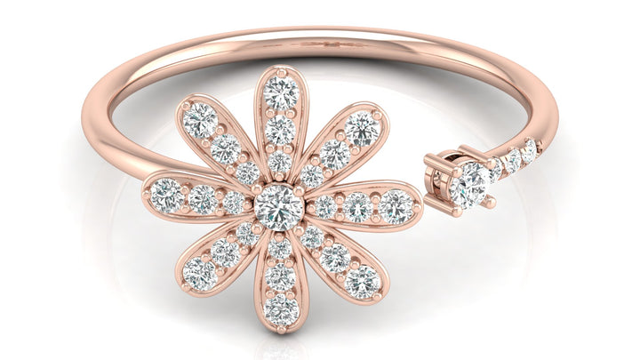 Lab Diamond Curly Floral Ring