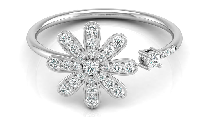 Lab Diamond Curly Floral Ring