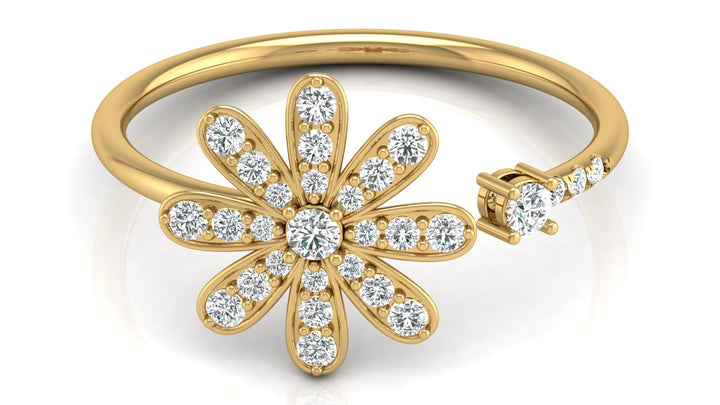 Lab Diamond Curly Floral Ring