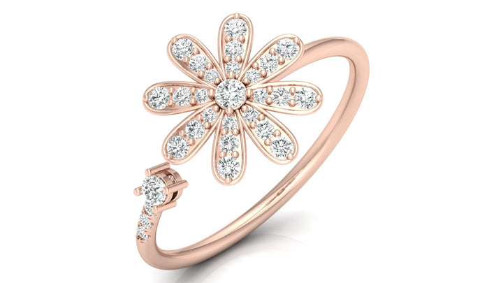 Lab Diamond Curly Floral Ring