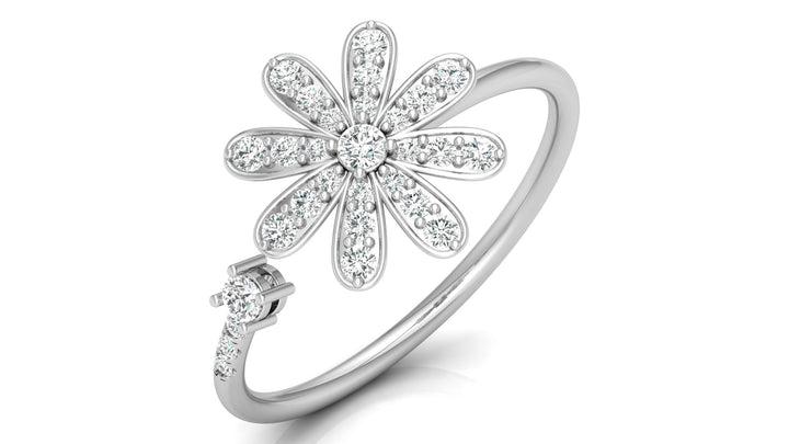 Lab Diamond Curly Floral Ring
