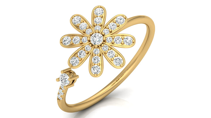 Lab Diamond Curly Floral Ring