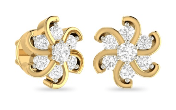 Flowery Snowflake Diamond Earrings